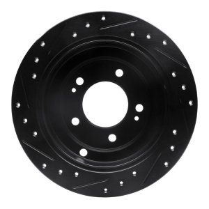 Kia Amanti Brake Rotor (1) - Rear Right - R1 Concepts - Drilled & Slotted - Black - `04-`06
